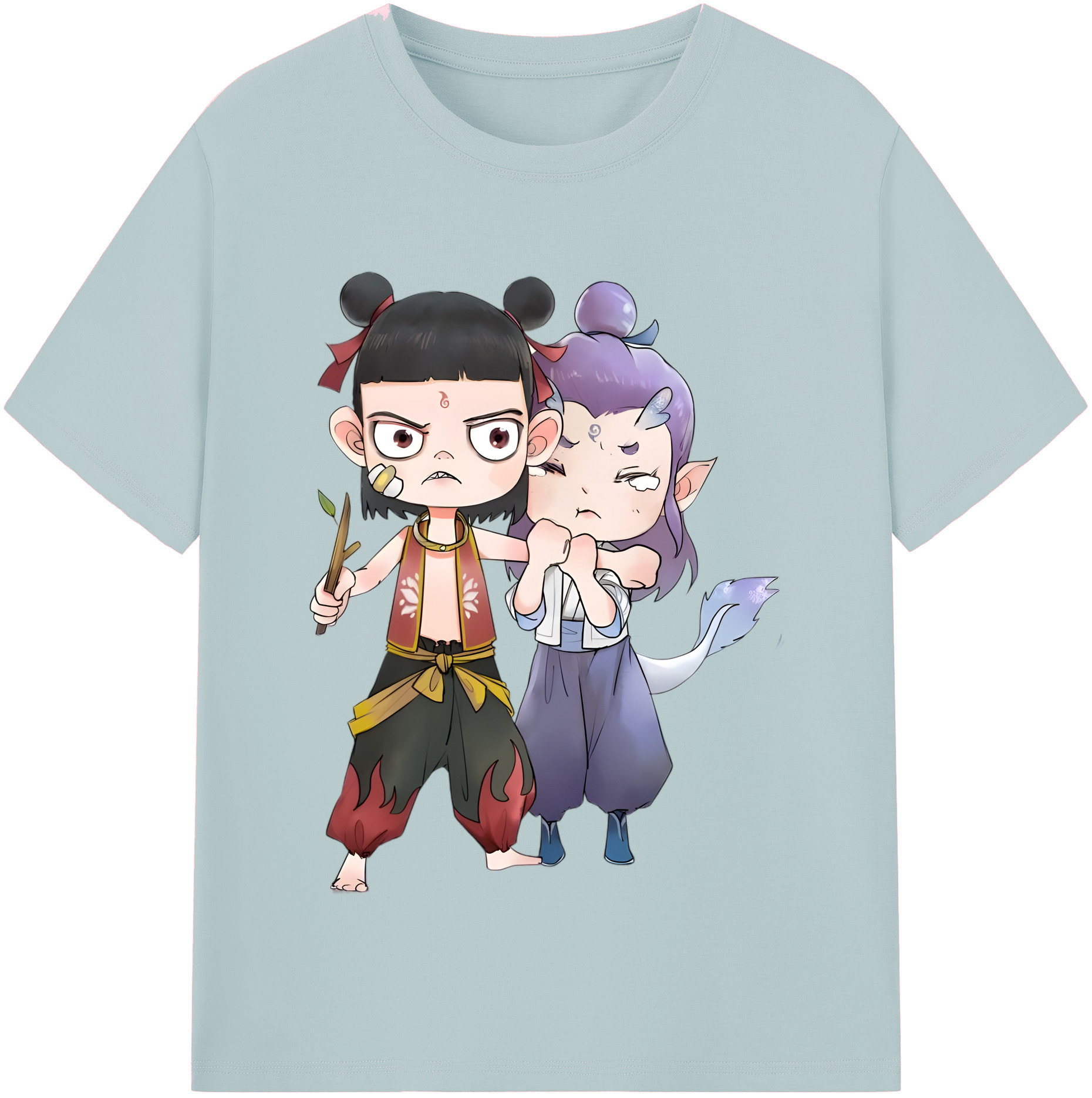 （画像用） Ne Zha 2 ナタ 魔童の大暴れ 綿100％半袖Tシャツ（フロントプリント）